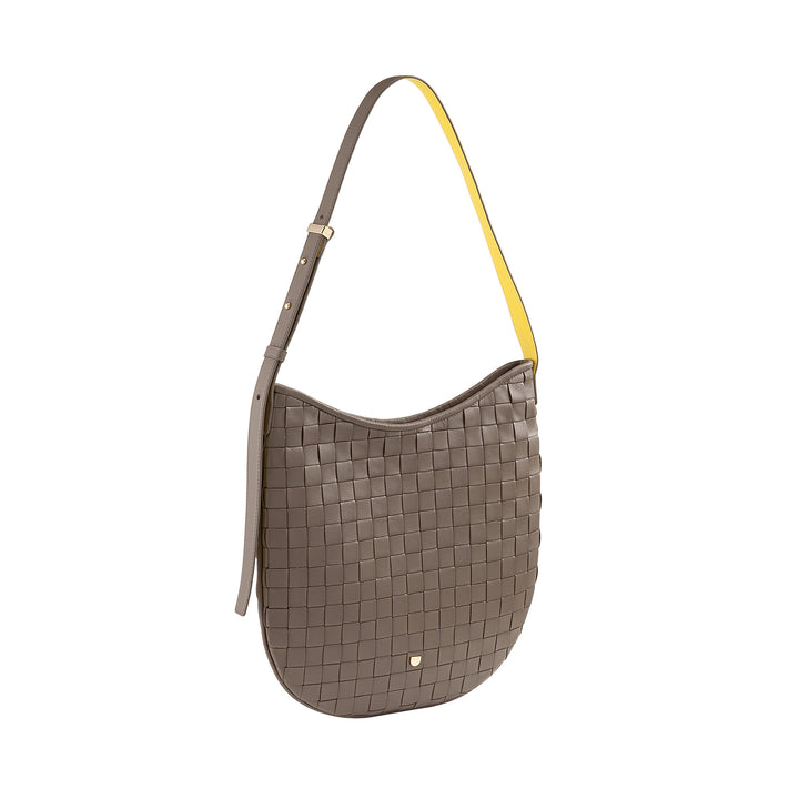 DUDU Sac à Bandoulière pour Femme en Cuir Tressé - Sac Hobo élégant avec Fermeture Éclair, Sac à Bandoulière en Cuir Véritable avec Poignée Réglable et Intérieur Spacieux