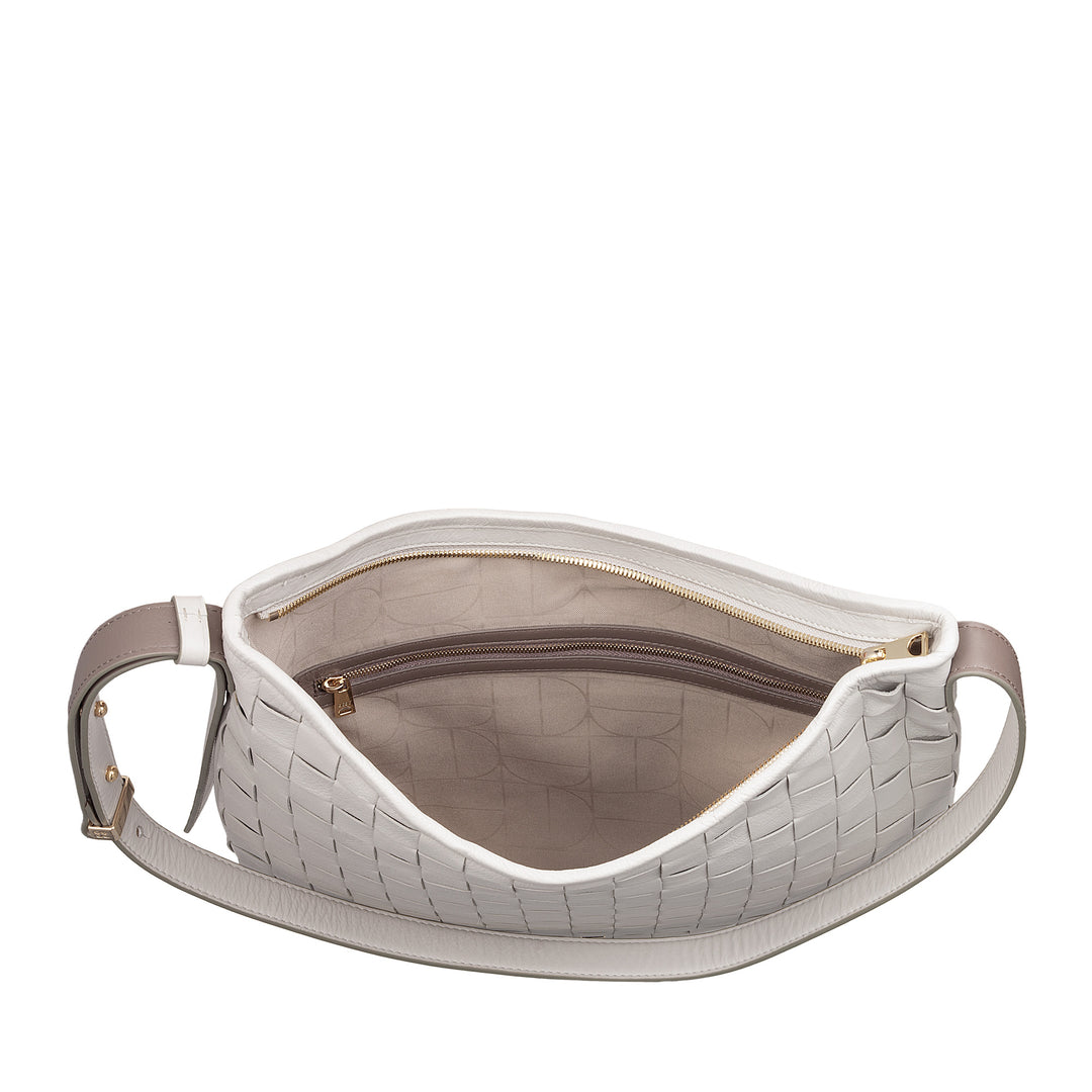 DUDU Sac à Bandoulière pour Femme en Cuir Tressé - Sac Hobo élégant avec Fermeture Éclair, Sac à Bandoulière en Cuir Véritable avec Poignée Réglable et Intérieur Spacieux