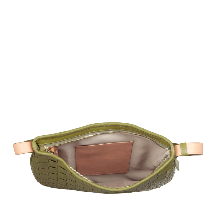 DUDU Sac à Bandoulière pour Femme en Cuir Tressé - Sac Hobo élégant avec Fermeture Éclair, Sac à Bandoulière en Cuir Véritable avec Poignée Réglable et Intérieur Spacieux