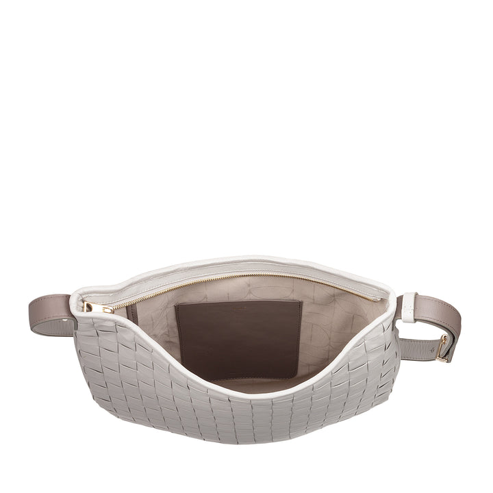 DUDU Sac à Bandoulière pour Femme en Cuir Tressé - Sac Hobo élégant avec Fermeture Éclair, Sac à Bandoulière en Cuir Véritable avec Poignée Réglable et Intérieur Spacieux