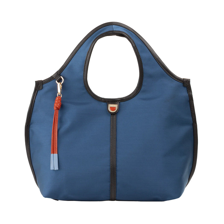 DUDU Borsa Donna a Mano a Tracolla Piccola in Nylon e Pelle – Shopper Leggera con Tracolla Regolabile e Chiusura Magnetica