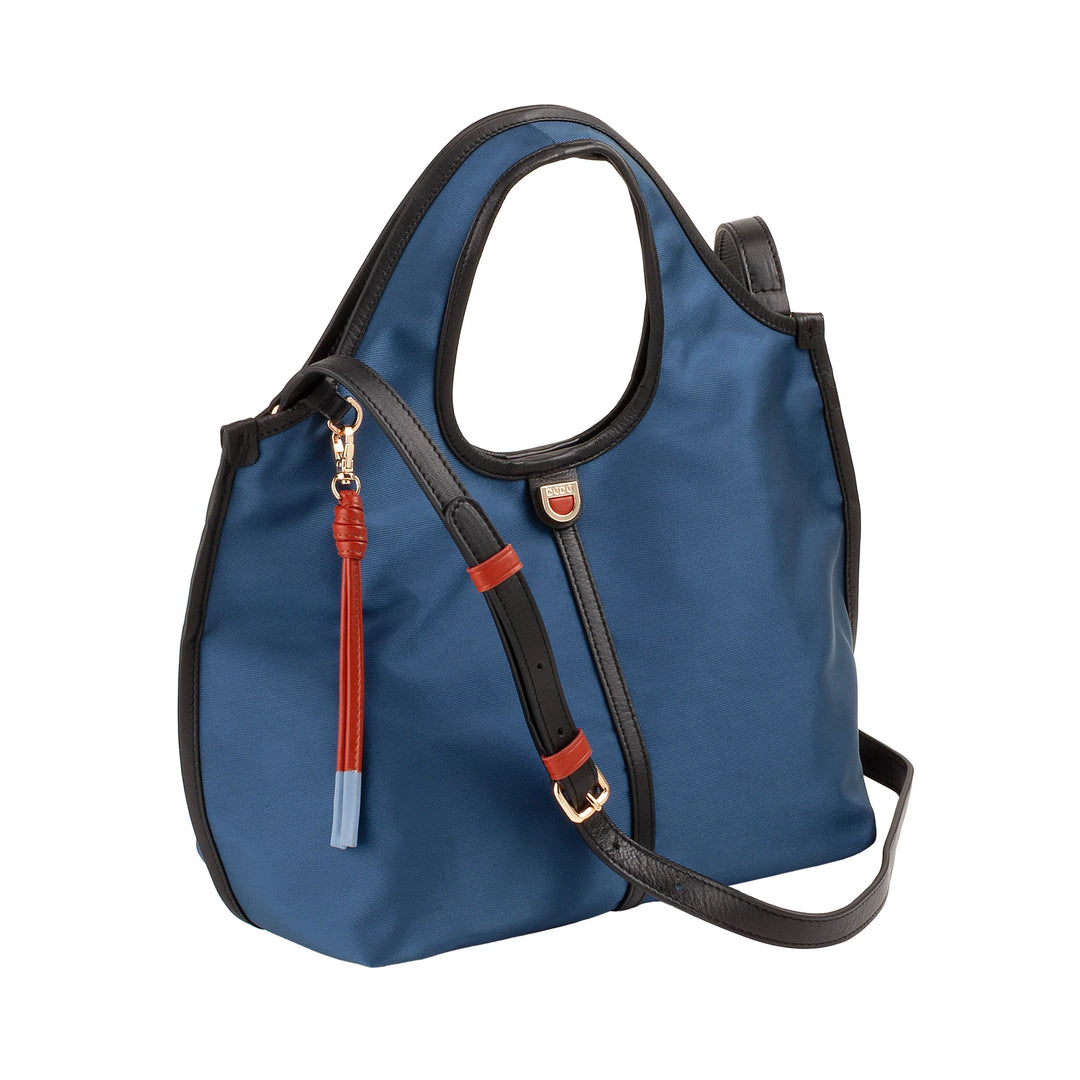 DUDU Borsa Donna a Mano a Tracolla Piccola in Nylon e Pelle – Shopper Leggera con Tracolla Regolabile e Chiusura Magnetica
