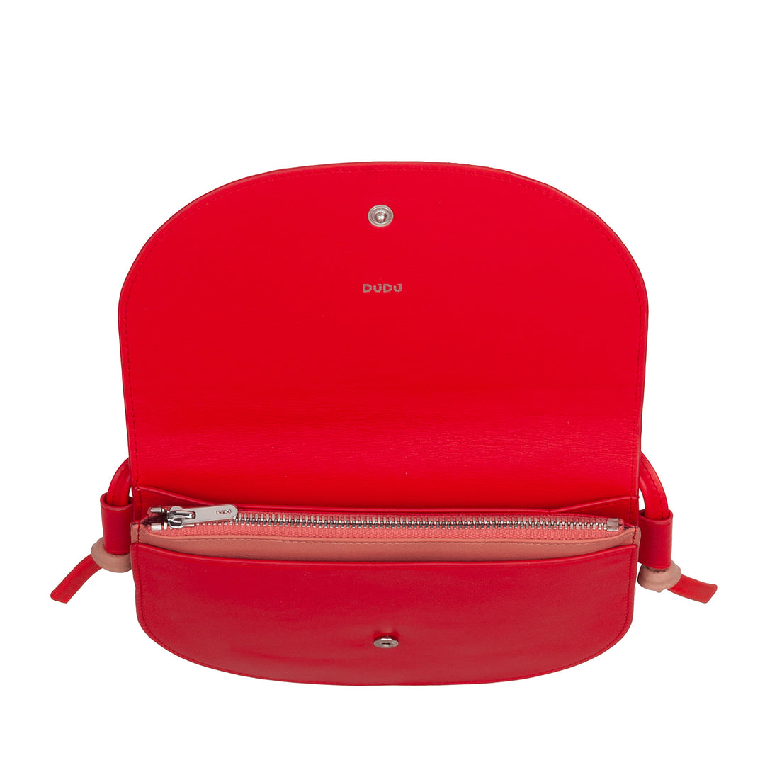 DUDU Sac à bandoulière pour femme en cuir de petite taille, Sac à bandoulière design fin et compact avec fermeture à bouton, bandoulière réglable