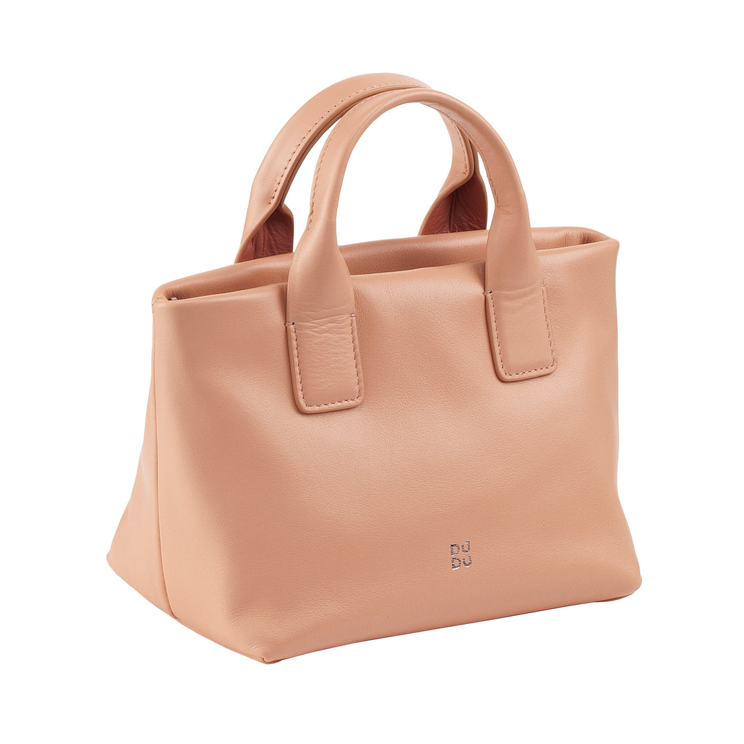 DUDU Petit Sac à Bandoulière pour Femme en Cuir Véritable, Mini Sac de Soirée Élégant, 22 x 13 cm, Double Poignées, Bandoulière en Chaîne, Fermeture Éclair