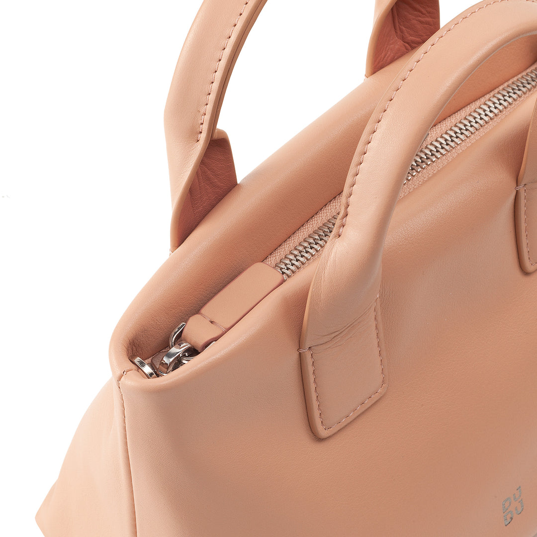 DUDU Petit Sac à Bandoulière pour Femme en Cuir Véritable, Mini Sac de Soirée Élégant, 22 x 13 cm, Double Poignées, Bandoulière en Chaîne, Fermeture Éclair