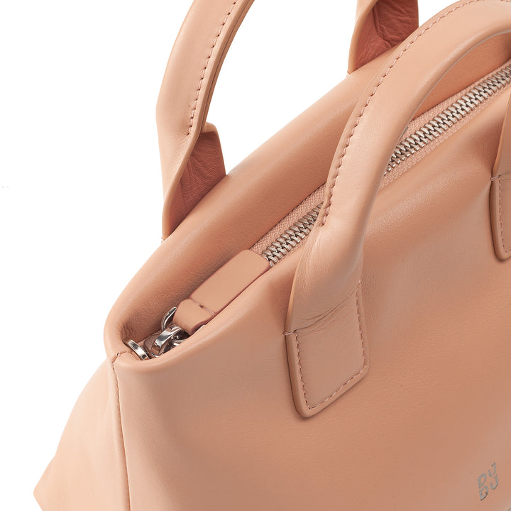 DUDU Petit Sac à Bandoulière pour Femme en Cuir Véritable, Mini Sac de Soirée Élégant, 22 x 13 cm, Double Poignées, Bandoulière en Chaîne, Fermeture Éclair
