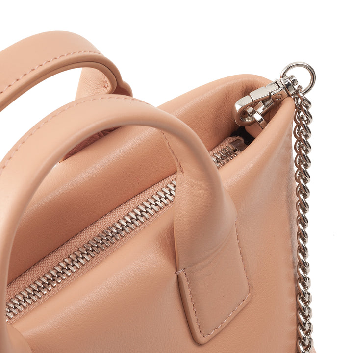 DUDU Petit Sac à Bandoulière pour Femme en Cuir Véritable, Mini Sac de Soirée Élégant, 22 x 13 cm, Double Poignées, Bandoulière en Chaîne, Fermeture Éclair