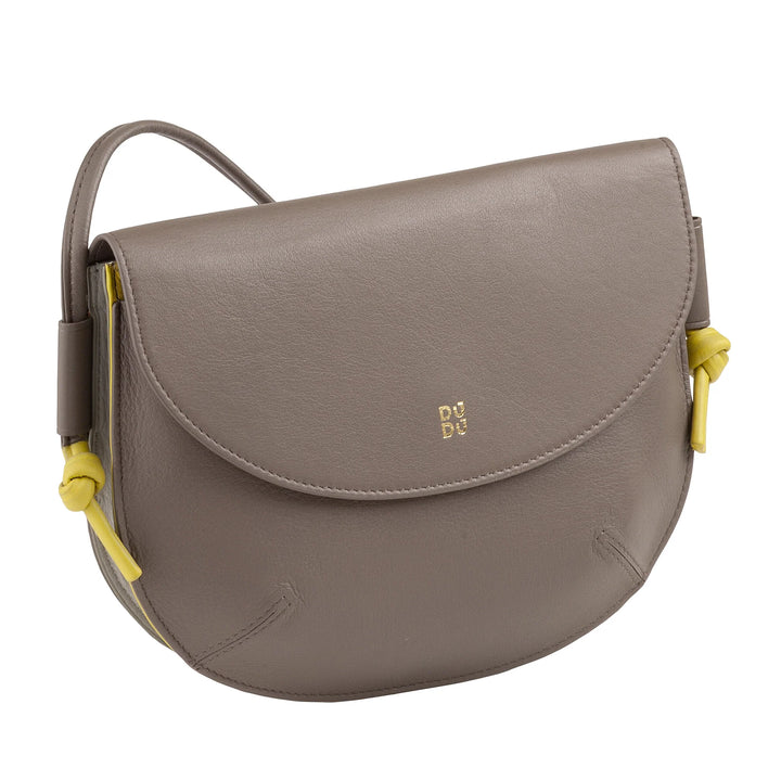 DUDU Borsa Donna a Tracolla con Patta in Vera Pelle, Piccola Borsetta a Spalla con Pattina a Bottone Magnetico, Borsa