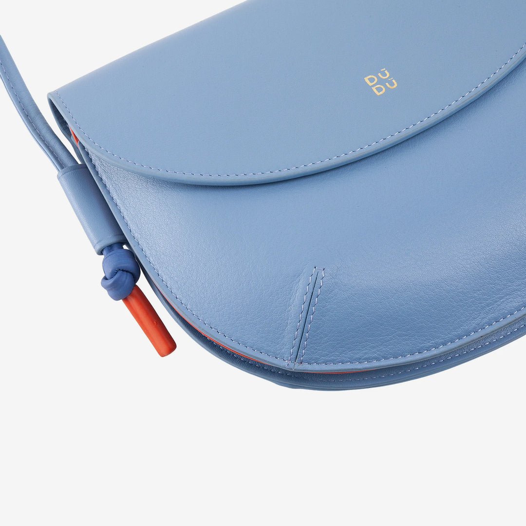 DUDU Bolso Bandolera Mujer con Solapa en Piel Auténtica, Bolso Bandolera Pequeño con Solapa con Botón Magnético, Bolso de Mano