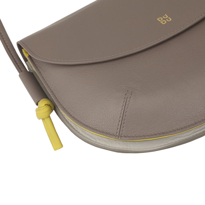 DUDU Borsa Donna a Tracolla con Patta in Vera Pelle, Piccola Borsetta a Spalla con Pattina a Bottone Magnetico, Borsa