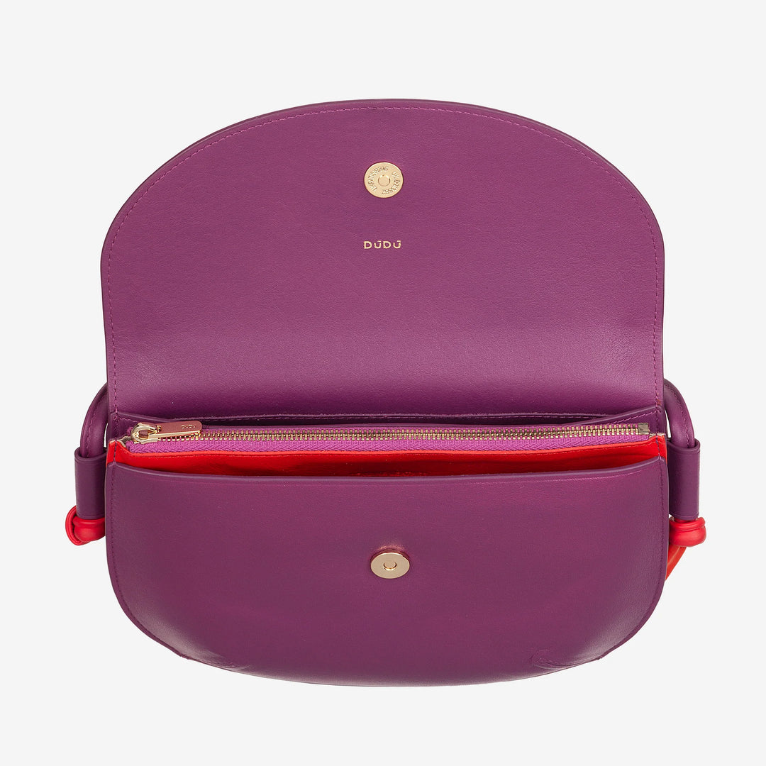 DUDU Sac à Bandoulière pour Femme avec Rabat en Cuir Véritable, Petit Sac à Bandoulière avec Rabat à Bouton Magnétique, Sac à Main