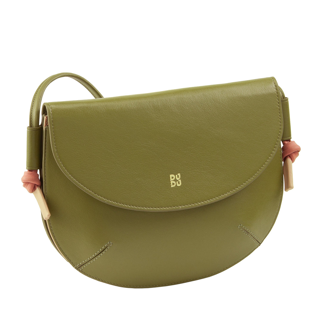 DUDU Sac à Bandoulière pour Femme avec Rabat en Cuir Véritable, Petit Sac à Bandoulière avec Rabat à Bouton Magnétique, Sac à Main