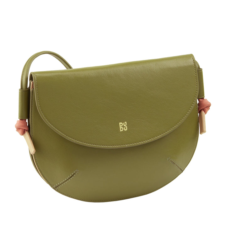 DUDU Sac à Bandoulière pour Femme avec Rabat en Cuir Véritable, Petit Sac à Bandoulière avec Rabat à Bouton Magnétique, Sac à Main