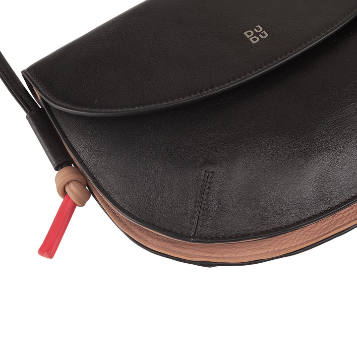DUDU Sac à Bandoulière pour Femme avec Rabat en Cuir Véritable, Petit Sac à Bandoulière avec Rabat à Bouton Magnétique, Sac à Main
