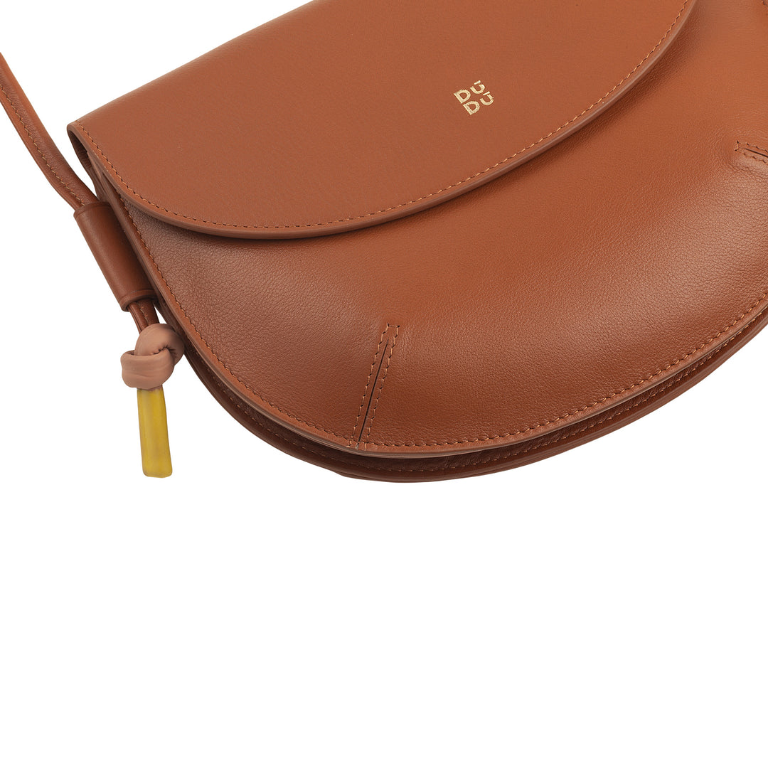 DUDU Sac à Bandoulière pour Femme avec Rabat en Cuir Véritable, Petit Sac à Bandoulière avec Rabat à Bouton Magnétique, Sac à Main