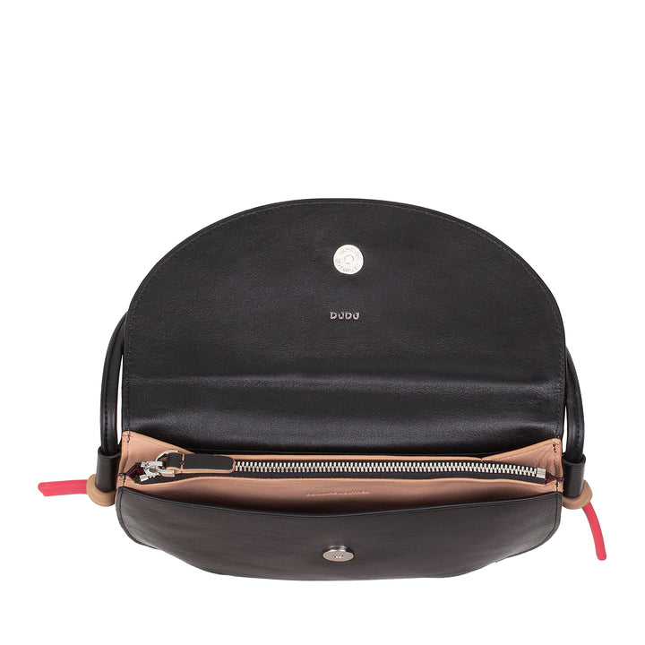 DUDU Sac à Bandoulière pour Femme avec Rabat en Cuir Véritable, Petit Sac à Bandoulière avec Rabat à Bouton Magnétique, Sac à Main