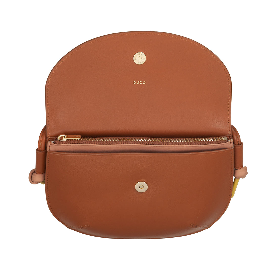 DUDU Sac à Bandoulière pour Femme avec Rabat en Cuir Véritable, Petit Sac à Bandoulière avec Rabat à Bouton Magnétique, Sac à Main