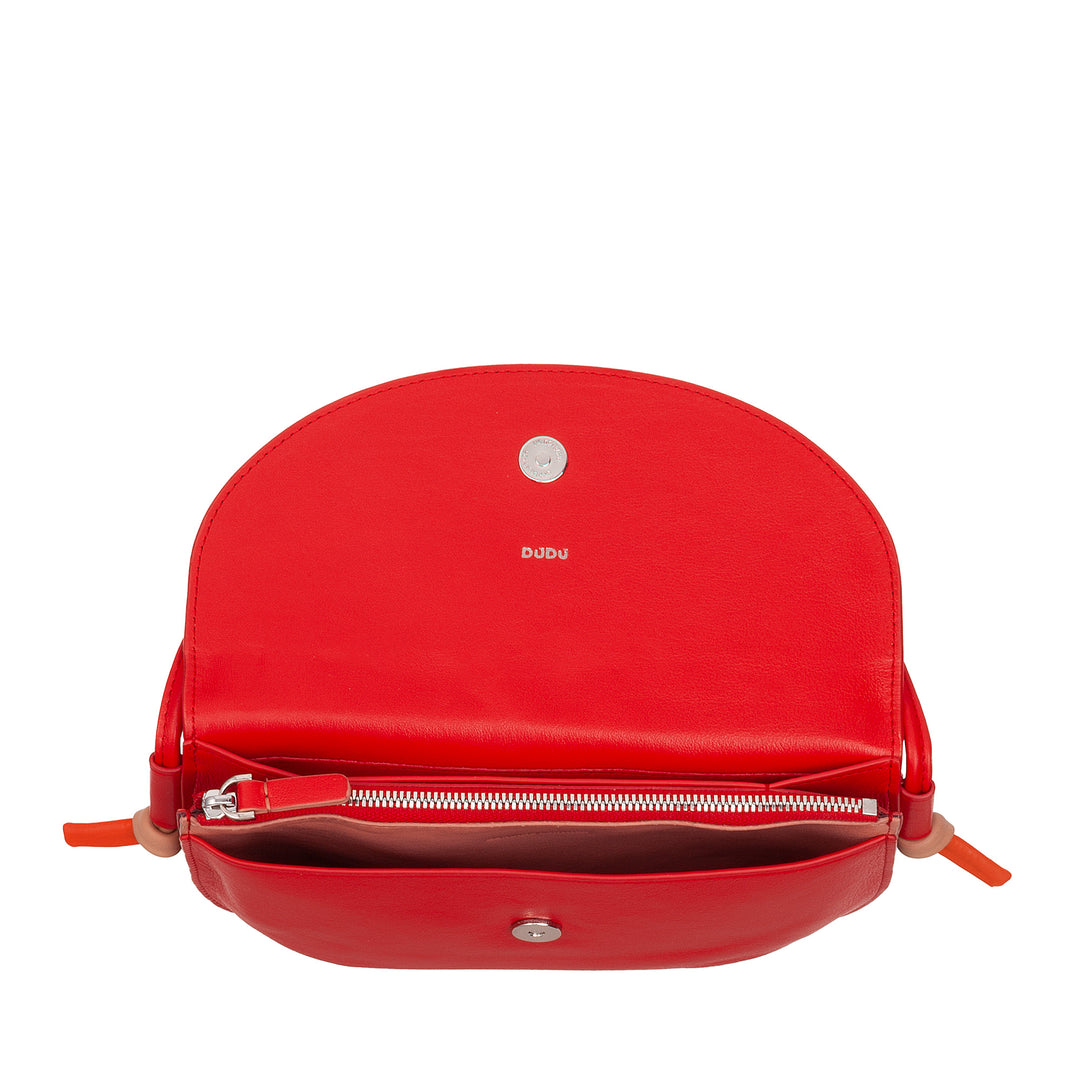 DUDU Sac à Bandoulière pour Femme avec Rabat en Cuir Véritable, Petit Sac à Bandoulière avec Rabat à Bouton Magnétique, Sac à Main