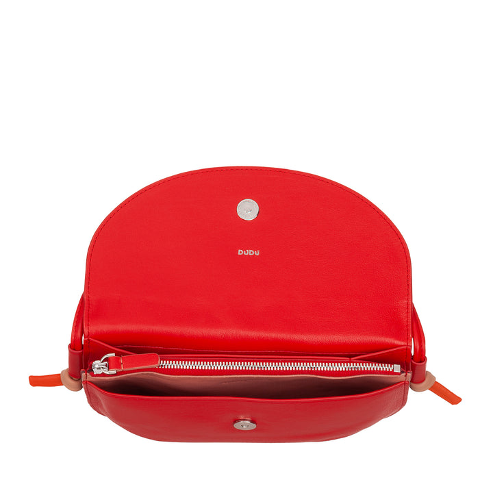DUDU Sac à Bandoulière pour Femme avec Rabat en Cuir Véritable, Petit Sac à Bandoulière avec Rabat à Bouton Magnétique, Sac à Main