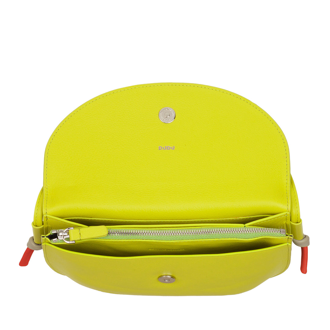 DUDU Sac à Bandoulière pour Femme avec Rabat en Cuir Véritable, Petit Sac à Bandoulière avec Rabat à Bouton Magnétique, Sac à Main