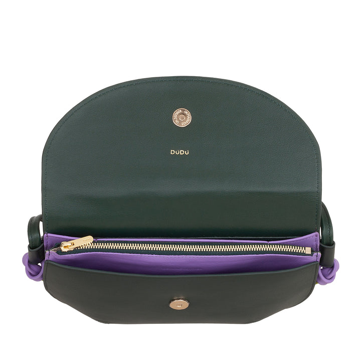 DUDU Sac à Bandoulière pour Femme avec Rabat en Cuir Véritable, Petit Sac à Bandoulière avec Rabat à Bouton Magnétique, Sac à Main