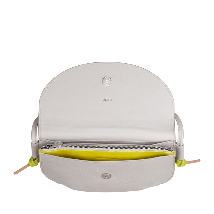 DUDU Sac à Bandoulière pour Femme avec Rabat en Cuir Véritable, Petit Sac à Bandoulière avec Rabat à Bouton Magnétique, Sac à Main