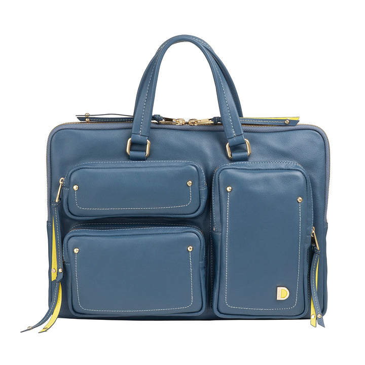 DUDU Borsa Porta PC Donna Elegante in Pelle con Tracolla - Borsa Cartella Laptop da Lavoro con Tasche Organizer, Capiente e Professionale, Porta Computer e Documenti