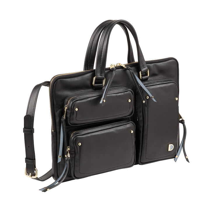 DUDU Borsa Porta PC Donna Elegante in Pelle con Tracolla - Borsa Cartella Laptop da Lavoro con Tasche Organizer, Capiente e Professionale, Porta Computer e Documenti