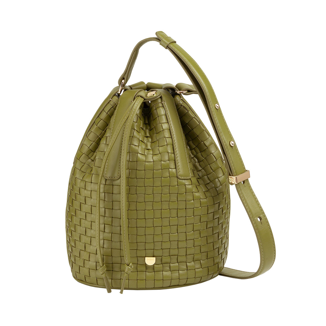 DUDU Grand Sac Seau pour Femme en Cuir Tressé - Sac à Bandoulière Élégant avec Bandoulière Ajustable, Cordon de Serrage et Pochette Interne - Style Artisan Chic et Décontracté pour le Travail Loisirs