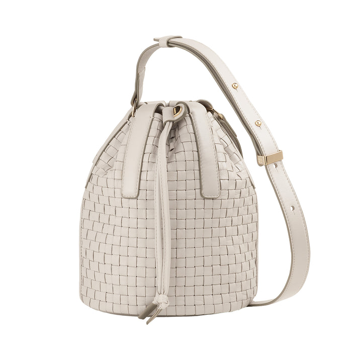 DUDU Grand Sac Seau pour Femme en Cuir Tressé - Sac à Bandoulière Élégant avec Bandoulière Ajustable, Cordon de Serrage et Pochette Interne - Style Artisan Chic et Décontracté pour le Travail Loisirs