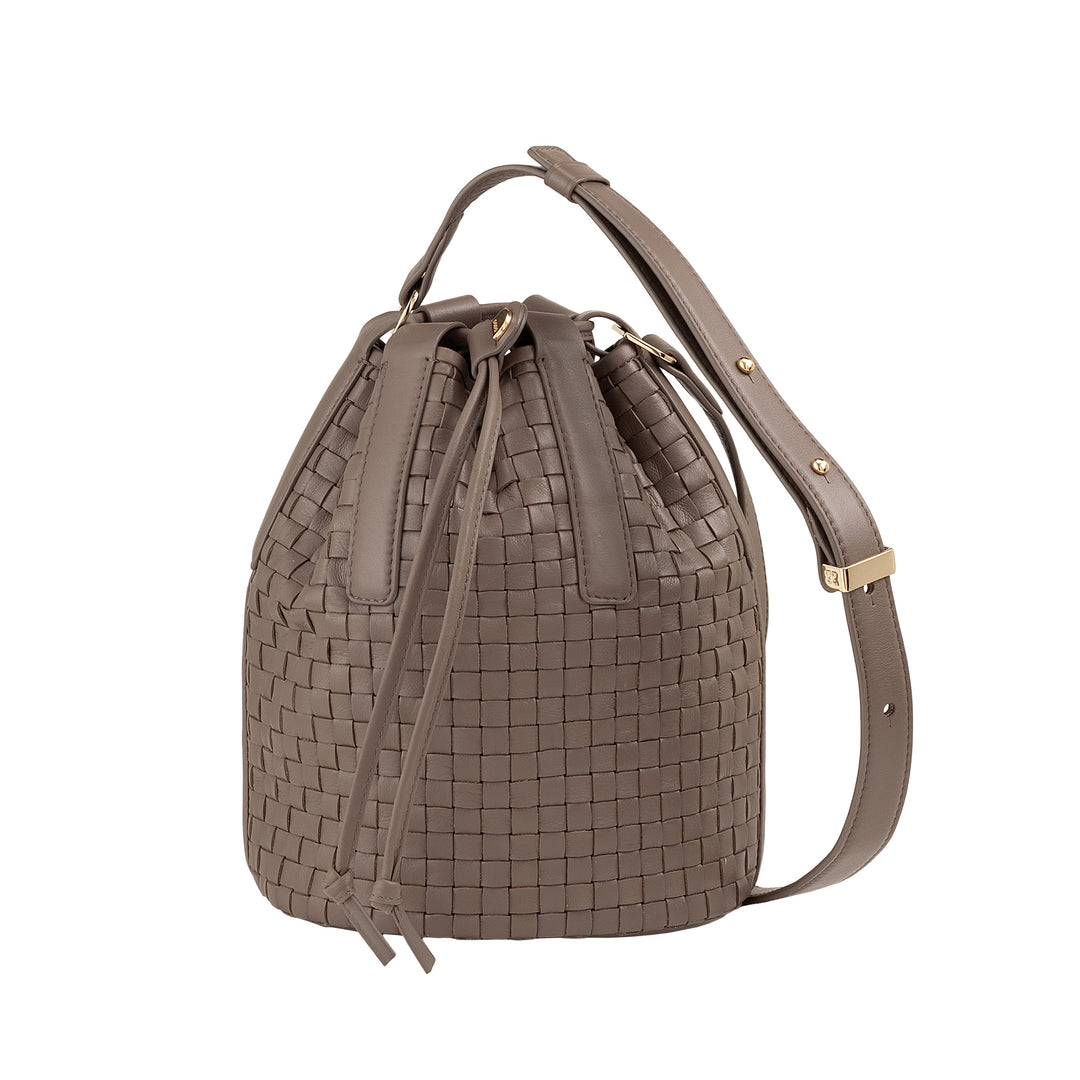 DUDU Grand Sac Seau pour Femme en Cuir Tressé - Sac à Bandoulière Élégant avec Bandoulière Ajustable, Cordon de Serrage et Pochette Interne - Style Artisan Chic et Décontracté pour le Travail Loisirs