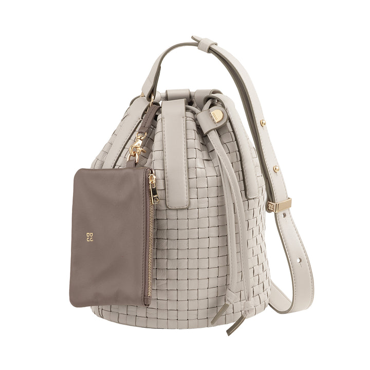 DUDU Grand Sac Seau pour Femme en Cuir Tressé - Sac à Bandoulière Élégant avec Bandoulière Ajustable, Cordon de Serrage et Pochette Interne - Style Artisan Chic et Décontracté pour le Travail Loisirs