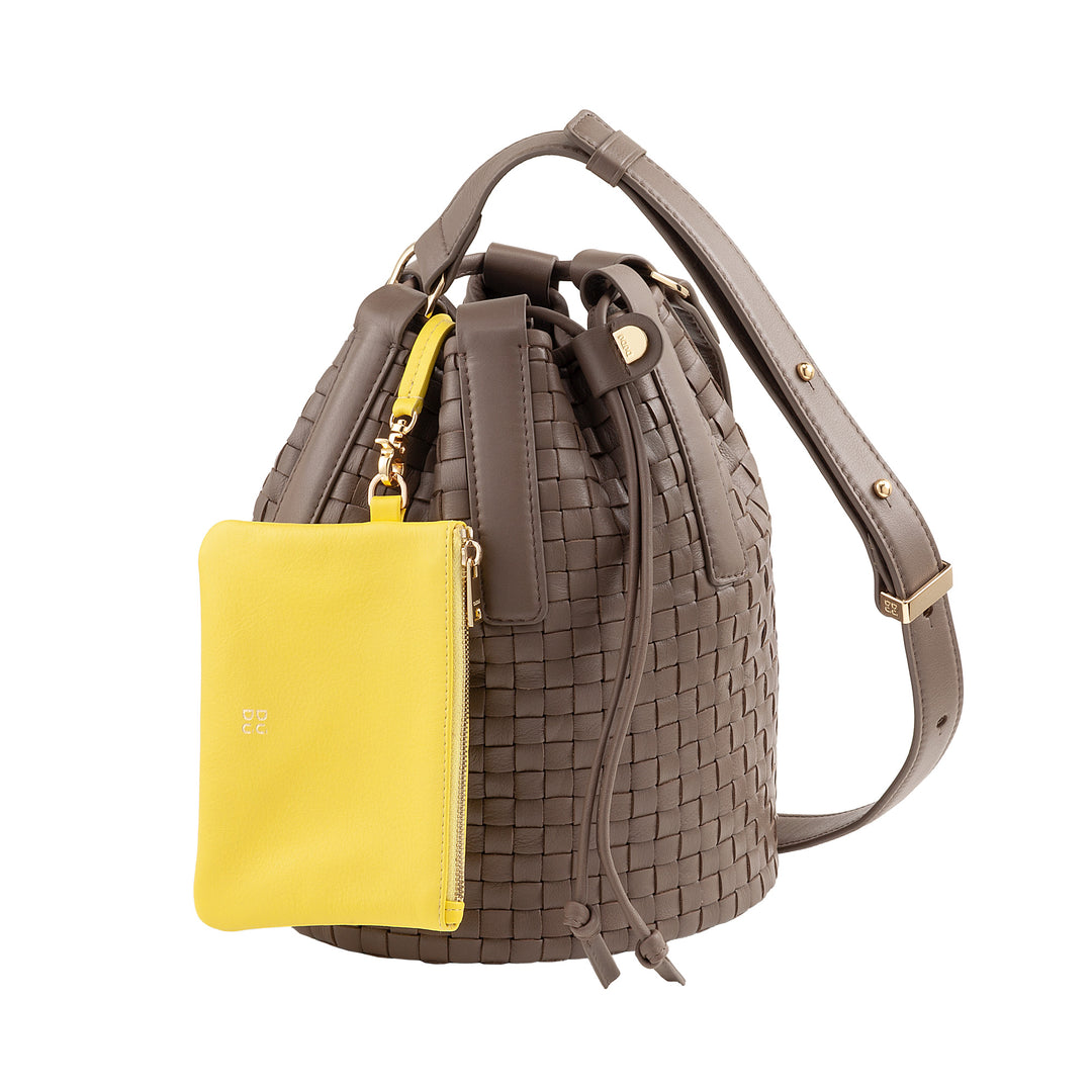 DUDU Grand Sac Seau pour Femme en Cuir Tressé - Sac à Bandoulière Élégant avec Bandoulière Ajustable, Cordon de Serrage et Pochette Interne - Style Artisan Chic et Décontracté pour le Travail Loisirs