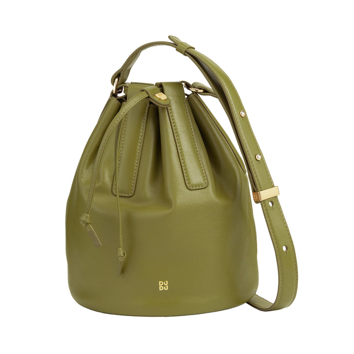 DUDU Grand sac seau en cuir pour femme avec bandoulière réglable et fermeture à cordon – Sac élégant, spacieux et pratique pour un usage quotidien et des occasions spéciales