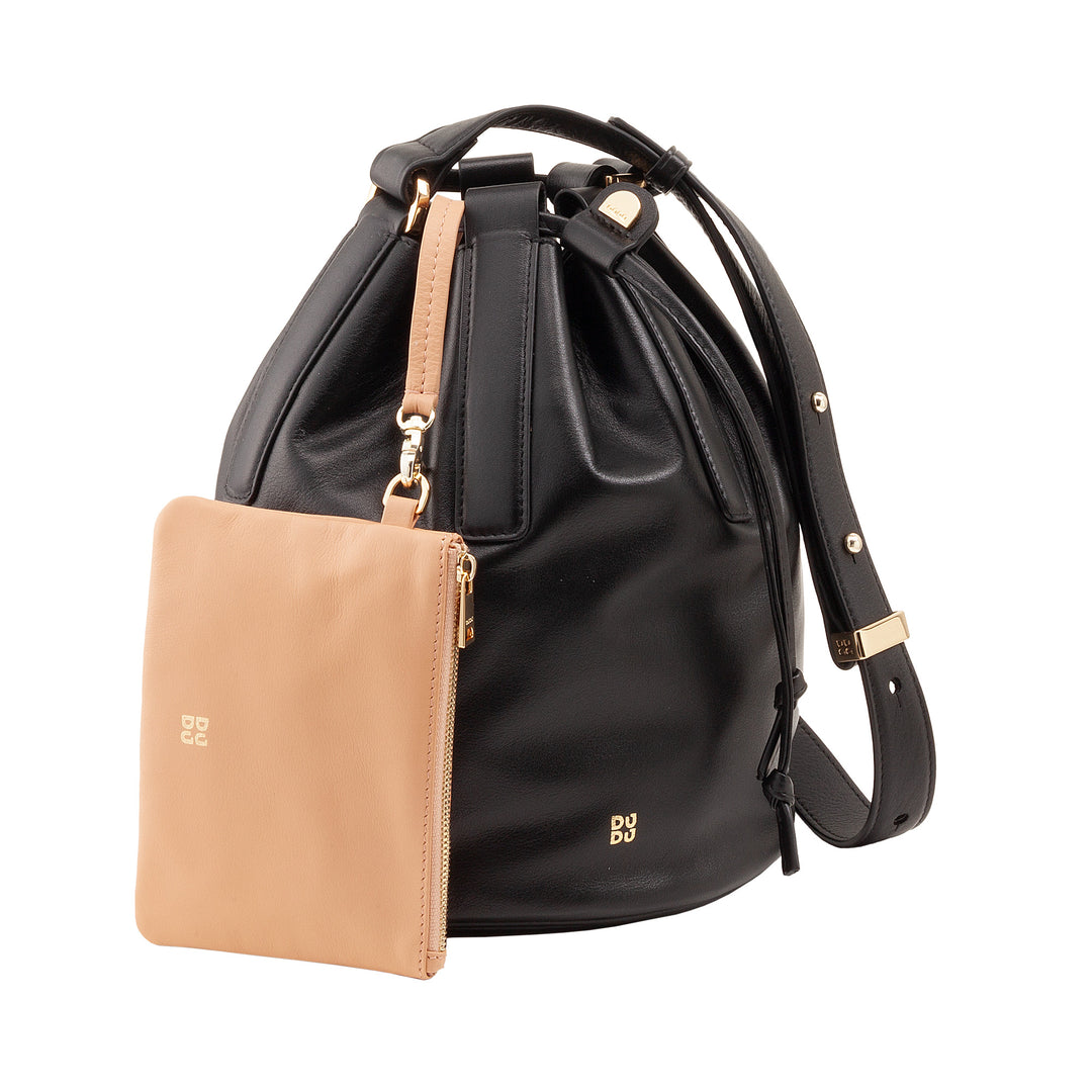 DUDU Grand sac seau en cuir pour femme avec bandoulière réglable et fermeture à cordon – Sac élégant, spacieux et pratique pour un usage quotidien et des occasions spéciales