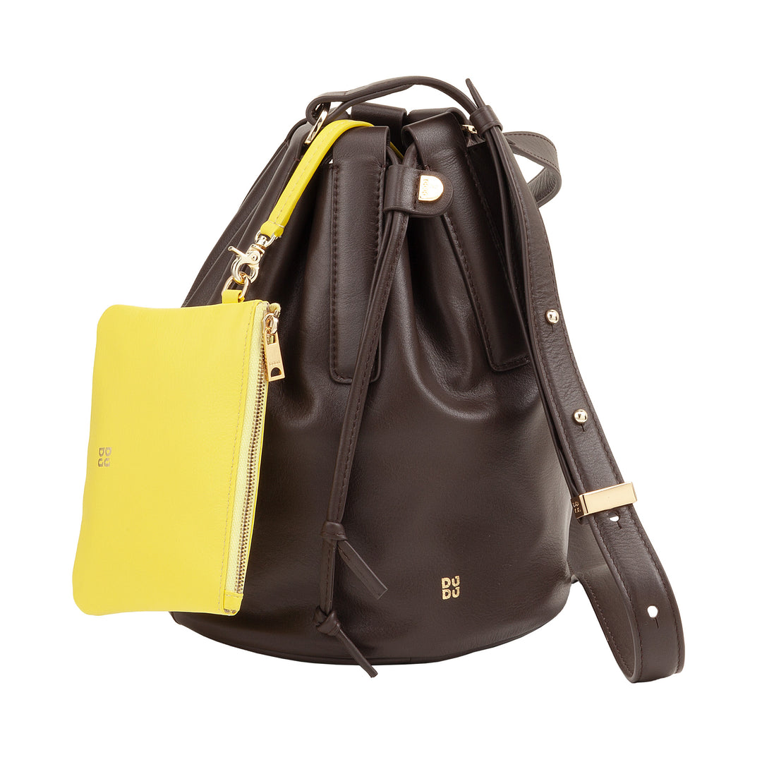 DUDU Grand sac seau en cuir pour femme avec bandoulière réglable et fermeture à cordon – Sac élégant, spacieux et pratique pour un usage quotidien et des occasions spéciales