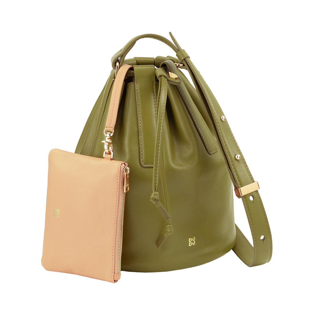 DUDU Grand sac seau en cuir pour femme avec bandoulière réglable et fermeture à cordon – Sac élégant, spacieux et pratique pour un usage quotidien et des occasions spéciales