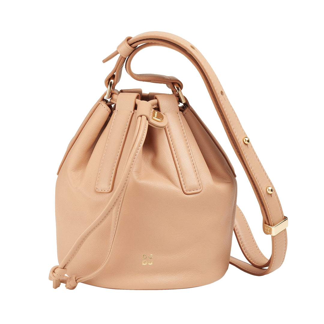DUDU Petit sac seau pour femme en cuir véritable avec bandoulière réglable et fermeture à cordon - Sac à bandoulière élégant et compact avec cordon de serrage, parfait pour un usage quotidien
