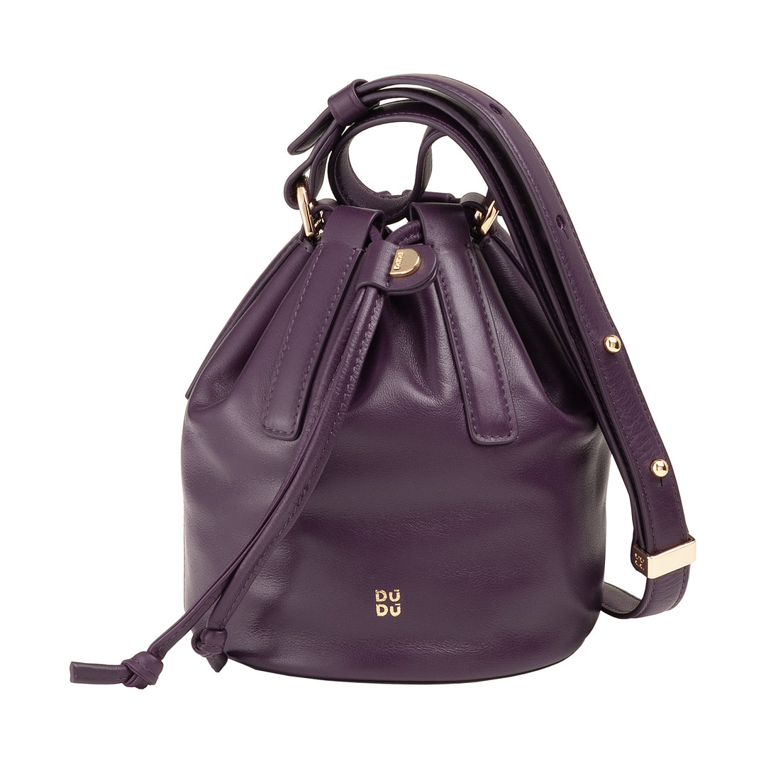 DUDU Petit sac seau pour femme en cuir véritable avec bandoulière réglable et fermeture à cordon - Sac à bandoulière élégant et compact avec cordon de serrage, parfait pour un usage quotidien