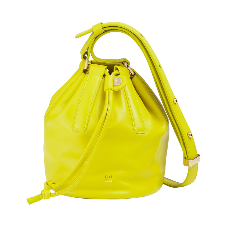 DUDU Petit sac seau pour femme en cuir véritable avec bandoulière réglable et fermeture à cordon - Sac à bandoulière élégant et compact avec cordon de serrage, parfait pour un usage quotidien
