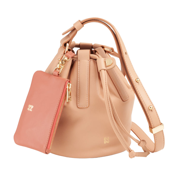 DUDU Petit sac seau pour femme en cuir véritable avec bandoulière réglable et fermeture à cordon - Sac à bandoulière élégant et compact avec cordon de serrage, parfait pour un usage quotidien