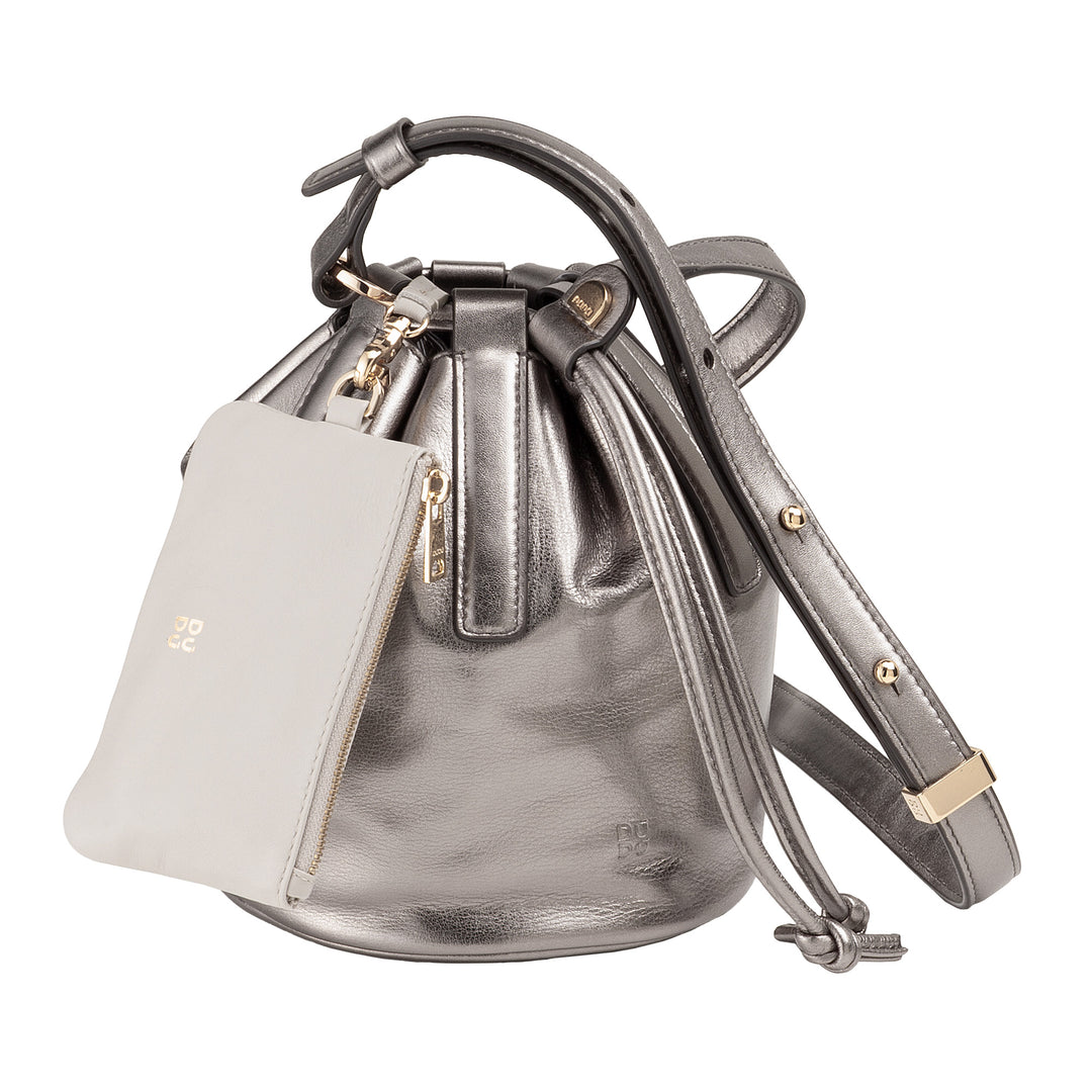 DUDU Petit sac seau pour femme en cuir véritable avec bandoulière réglable et fermeture à cordon - Sac à bandoulière élégant et compact avec cordon de serrage, parfait pour un usage quotidien