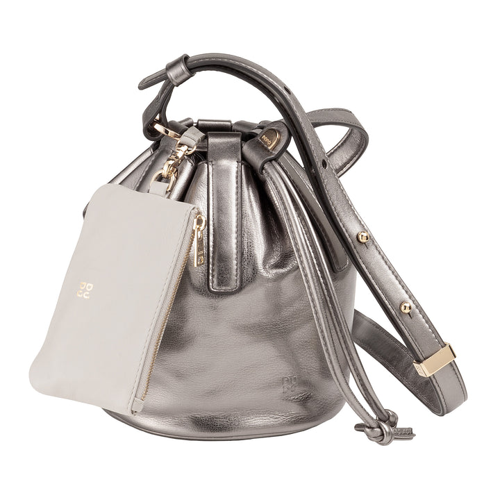 DUDU Petit sac seau pour femme en cuir véritable avec bandoulière réglable et fermeture à cordon - Sac à bandoulière élégant et compact avec cordon de serrage, parfait pour un usage quotidien