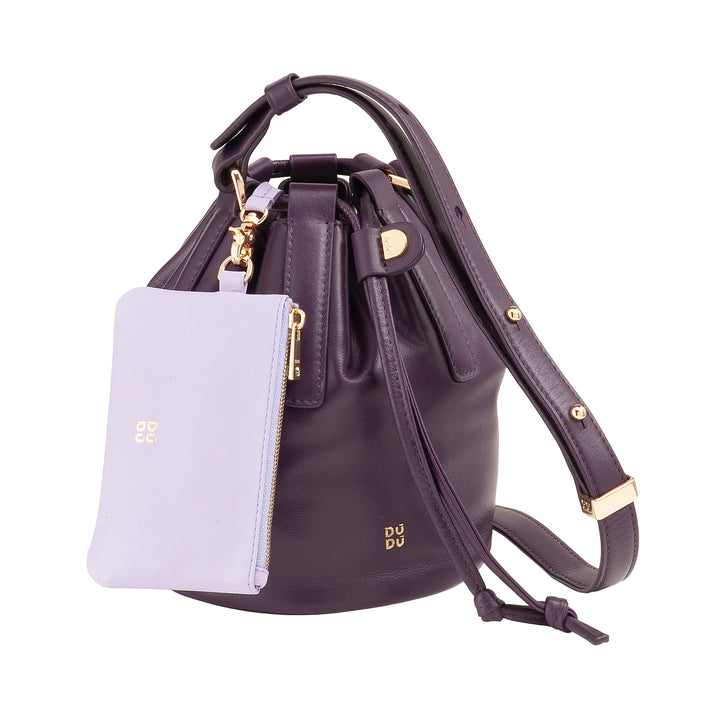DUDU Petit sac seau pour femme en cuir véritable avec bandoulière réglable et fermeture à cordon - Sac à bandoulière élégant et compact avec cordon de serrage, parfait pour un usage quotidien