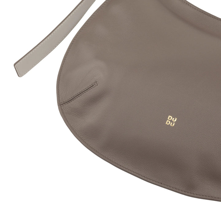 DUDU Borsa a Spalla Morbida Donna Media in Vera Pelle, Borsa Hobo con Spallina Regolabile, Borsetta a Tracolla con Cerniera Zip