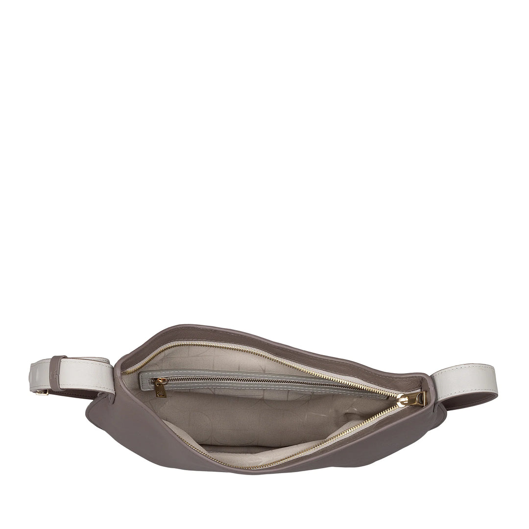 DUDU Borsa a Spalla Morbida Donna Media in Vera Pelle, Borsa Hobo con Spallina Regolabile, Borsetta a Tracolla con Cerniera Zip