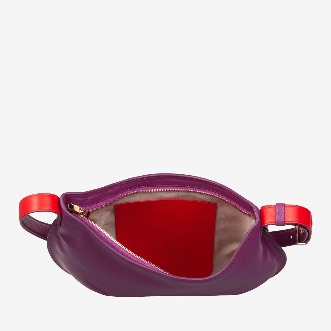 DUDU Borsa a Spalla Morbida Donna Media in Vera Pelle, Borsa Hobo con Spallina Regolabile, Borsetta a Tracolla con Cerniera Zip