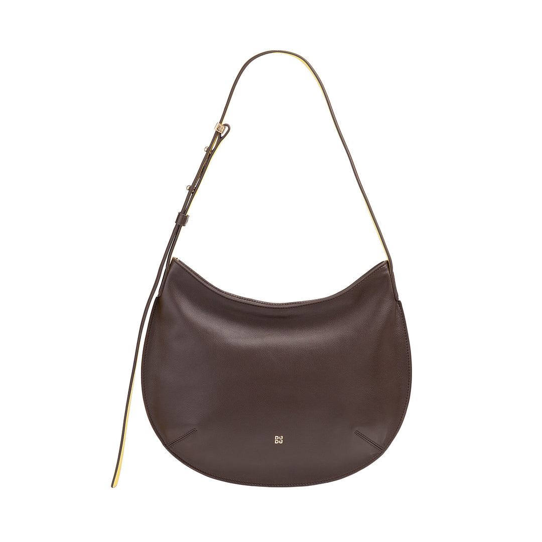 DUDU Sac à bandoulière souple pour femme de taille moyenne en cuir véritable, sac Hobo avec bandoulière réglable, sac à bandoulière avec fermeture éclair
