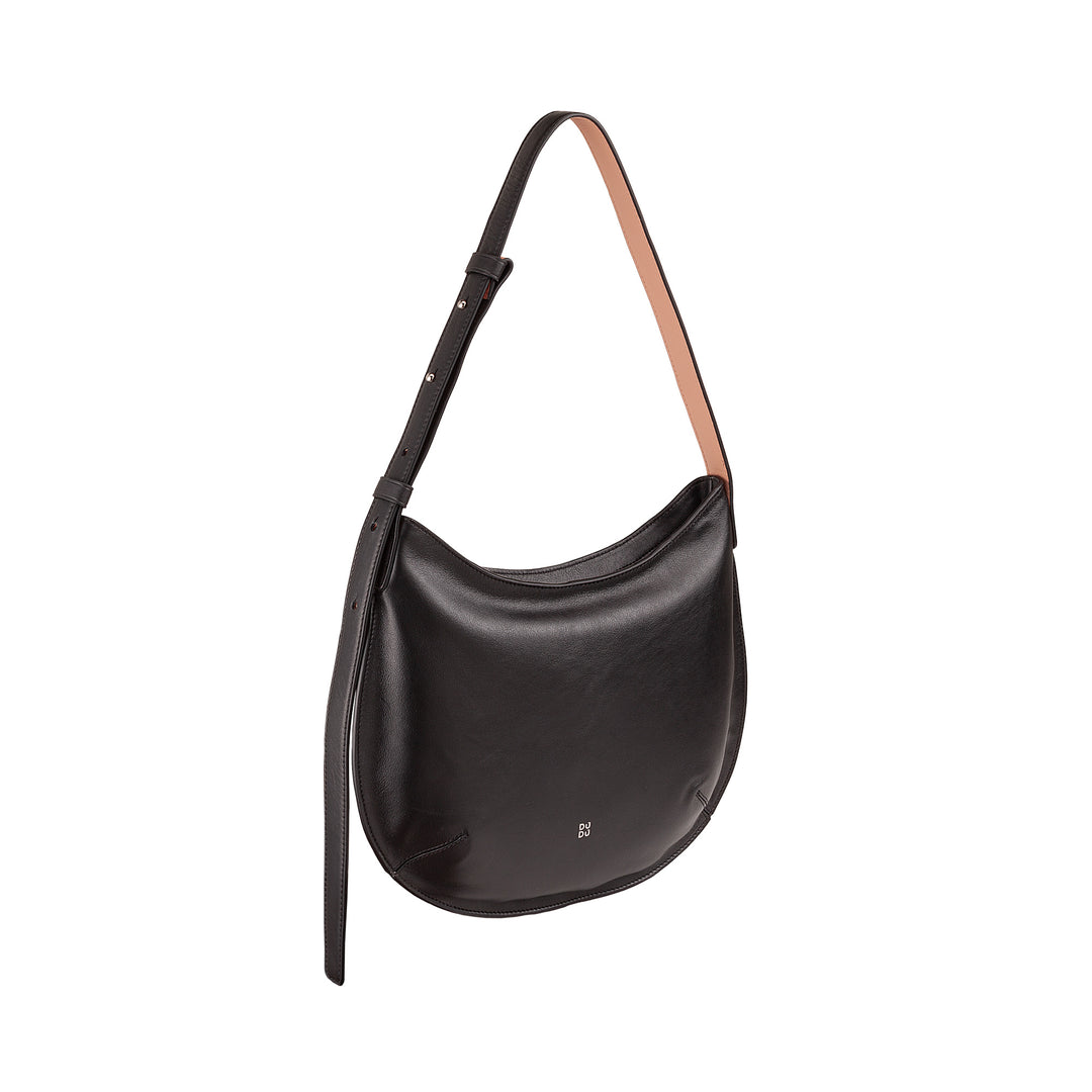 DUDU Sac à bandoulière souple pour femme de taille moyenne en cuir véritable, sac Hobo avec bandoulière réglable, sac à bandoulière avec fermeture éclair