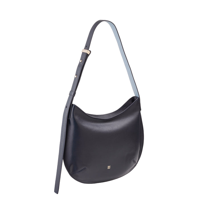 DUDU Sac à bandoulière souple pour femme de taille moyenne en cuir véritable, sac Hobo avec bandoulière réglable, sac à bandoulière avec fermeture éclair